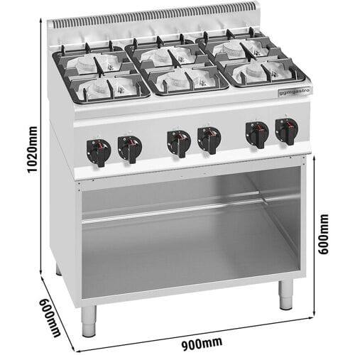 GGM Gastro Gasherd - 28,5 kW - 6 Brenner - inkl. Untergestell