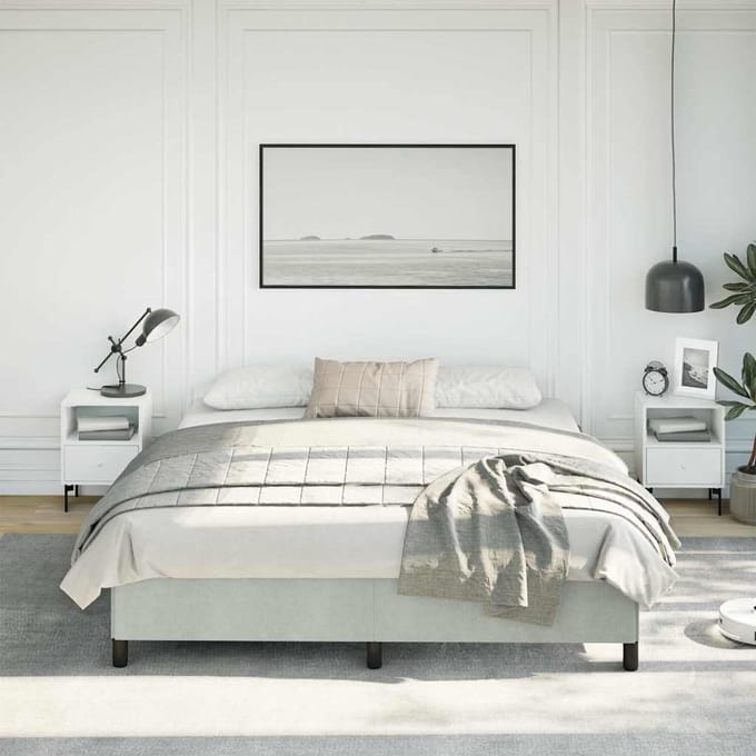 vidaXL - Bedframe - zonder - matras - lichtgrijs - California - King - fluweel