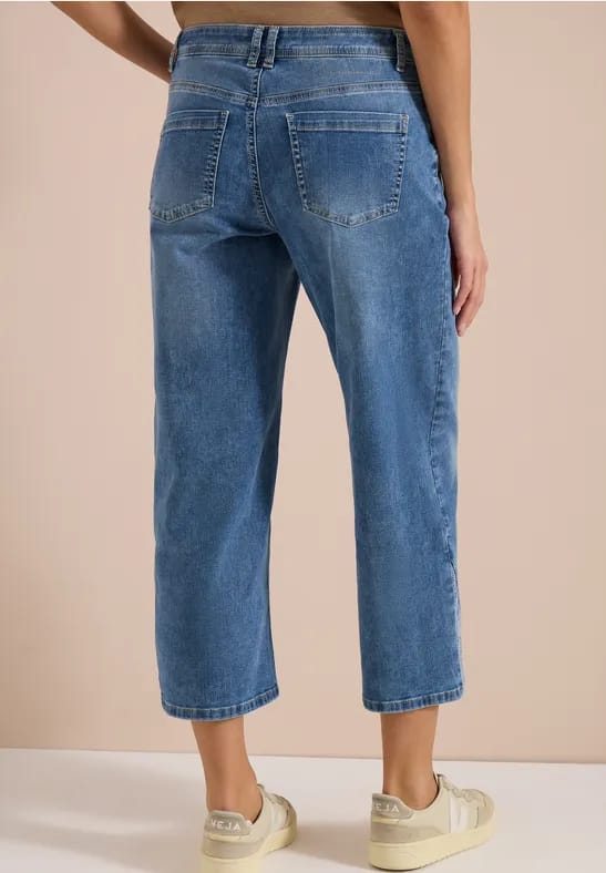 7/8 High Waist jeans met Wide Legs en borduursel