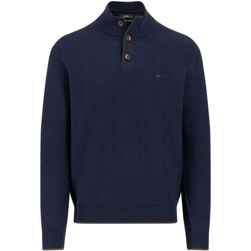 Fynch-Hatton Trui Troyer Button Allover Texture Navy / male