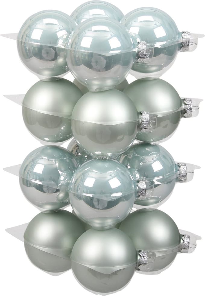 Othmar Decorations Kerstballen - 16x st - mintgroen - 8 cm - glas - mat/glans - kerstversiering