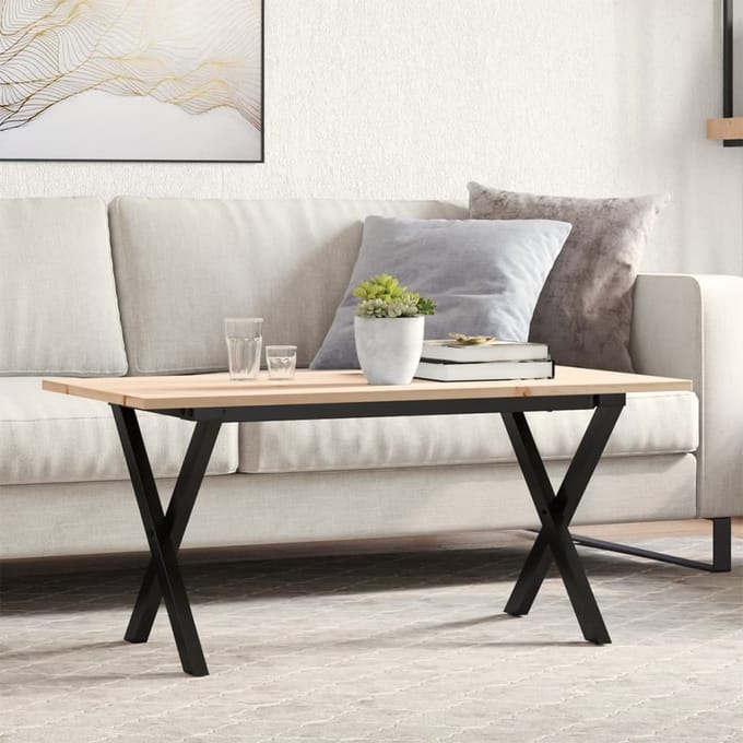 vidaXL - Salontafel - X-frame - 90x40x45 - cm - massief - grenenhout - en - staal