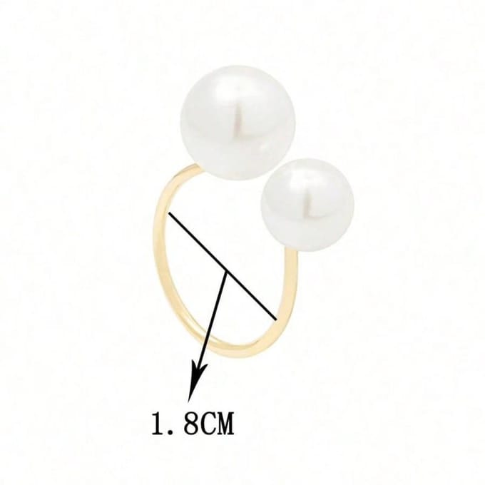 1 pièce Bague ouverte minimaliste ajustable style Ins avec perle d'imitation, pour femmes blanc