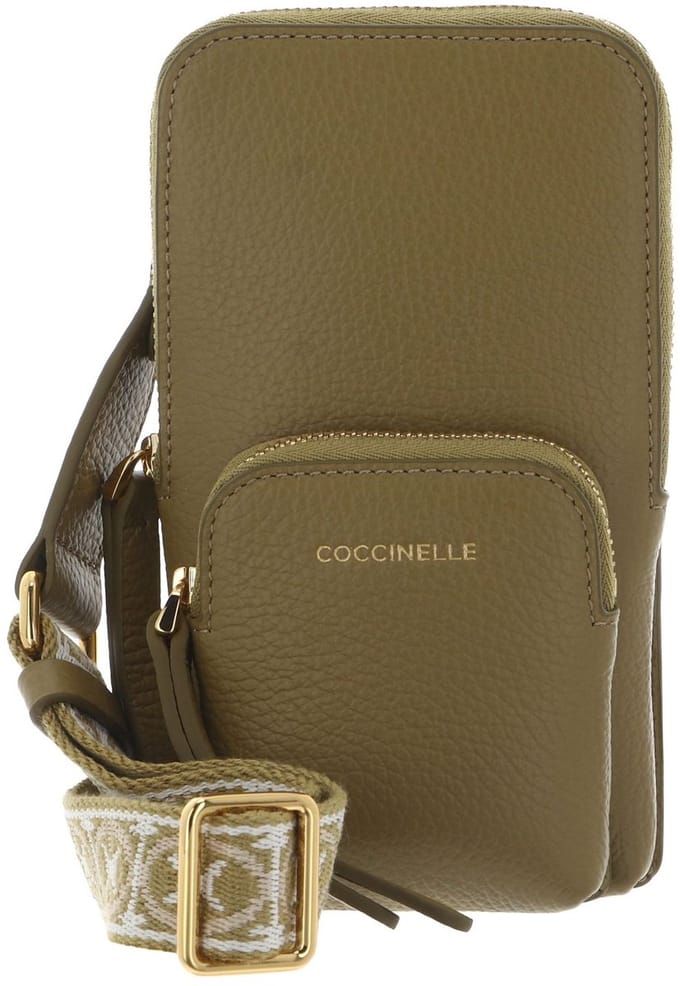 COCCINELLE Leren telefoontasje Pixie Hi-Tech Phone Bag Seagrass kaki