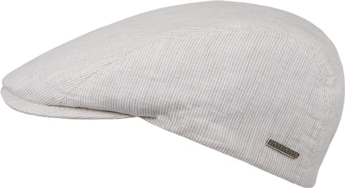 Dante - Gestreept linnen flatcap - Beige