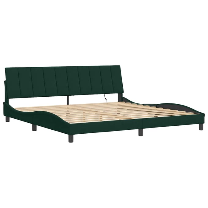 vidaXL - Bedframe - met - LED - zonder - matras - "Hanko" - donkergroen - 200x200 - cm