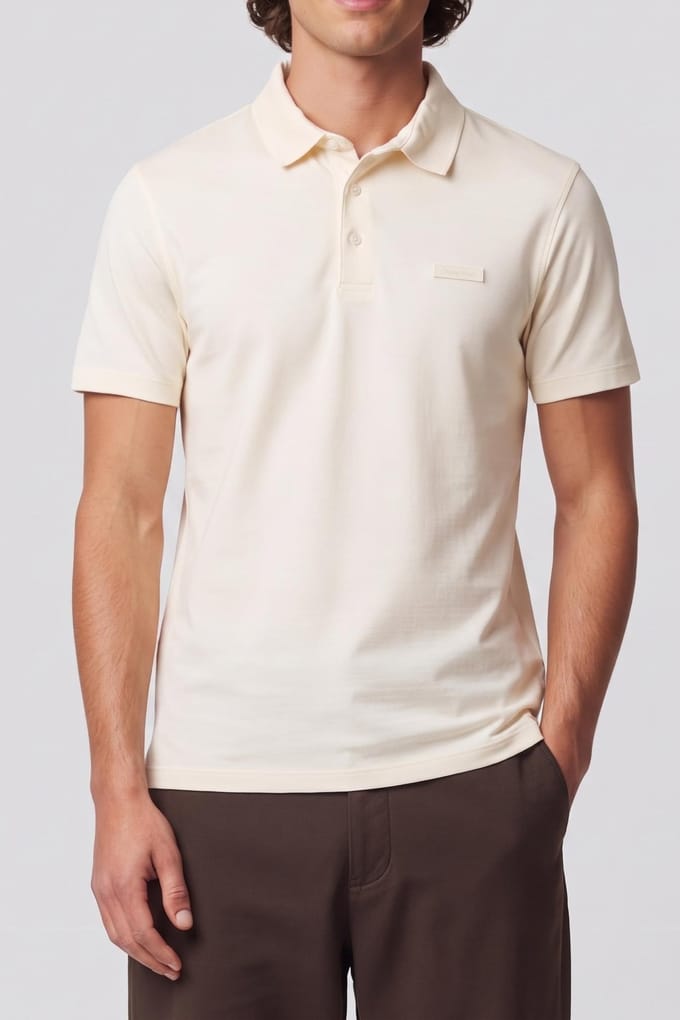 Calvin Klein Ss Slim Supima Logo Polo Papyrus Größe: XL | Poloshirts Outlet | Herren