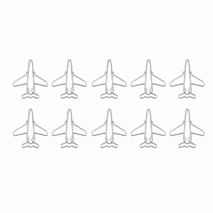 10 stuks Vliegtuigvormige Paperclips Boekenlegger Markering Document Organisatieclip Kantoorbenodigdheden white