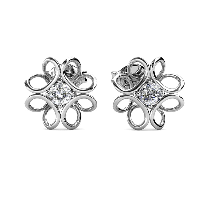 Narcissen oorbellen - Zilver en kristal