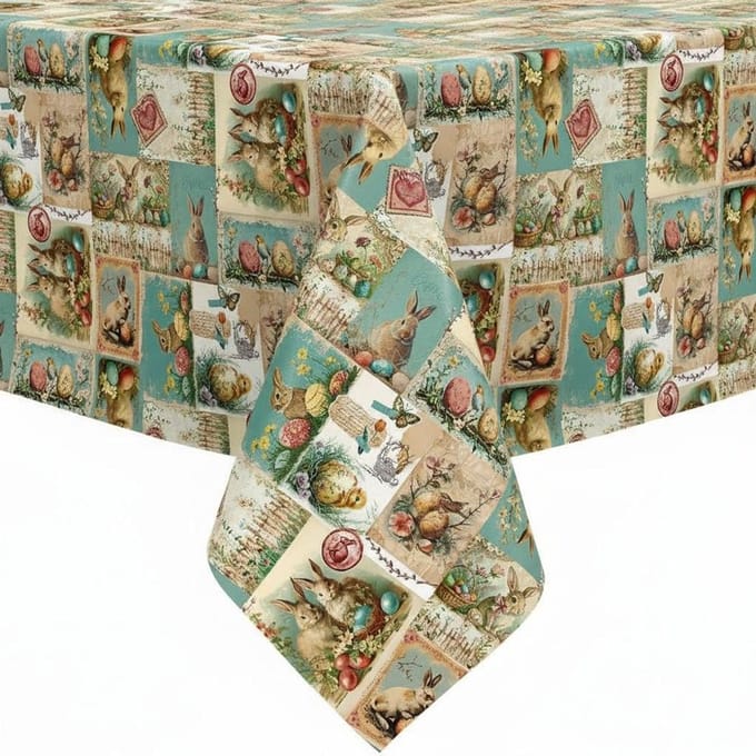 Protecttable - Tafelzeil Paas Patchwork Groen 140x250cm - Tafelkleed Afwasbaar - Kunststof