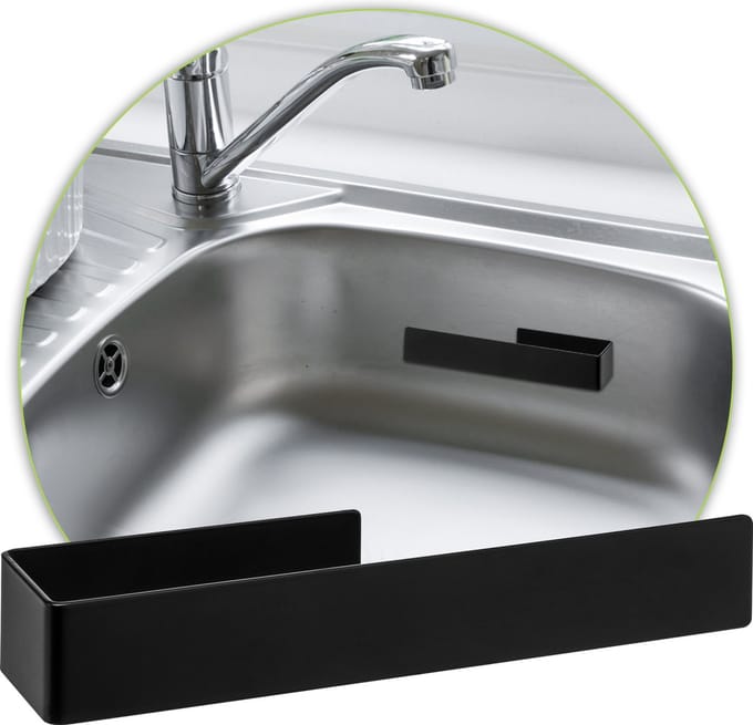 XIVADA Vaatdoekhouder Gootsteen - Zwart - Zelfklevend - Rvs - Gootsteen Organizer