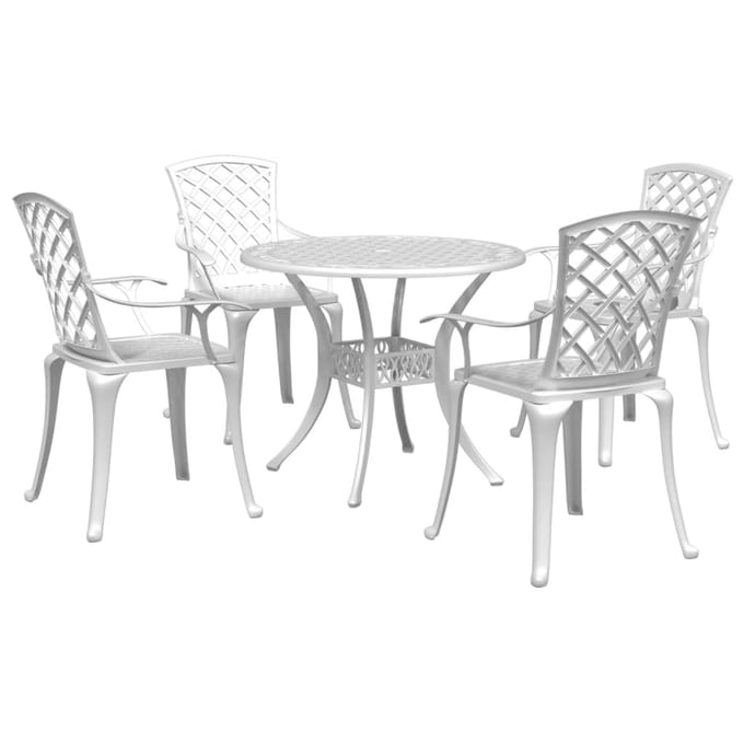 vidaXL - 5-delige - Tuinset - gietaluminium - wit