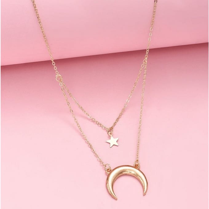 Fijne delicate ketting met halve maan en ster – 2-delig – Goudkleur