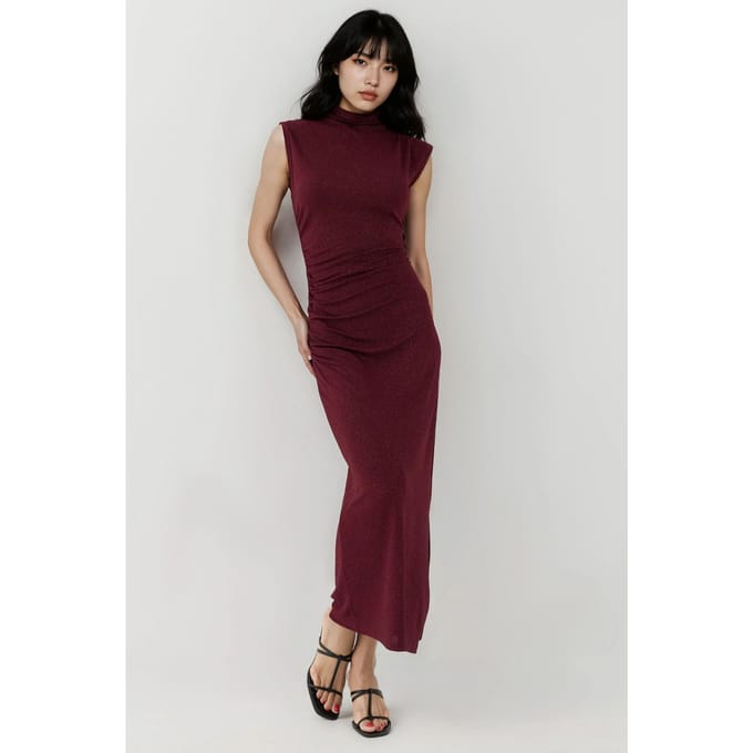 Mouwloze Bodycon Pailletten Midi Jurk