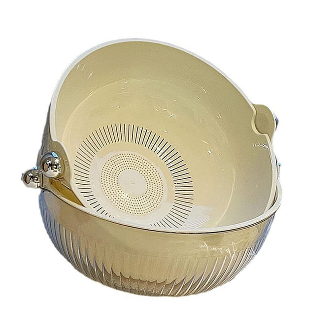 Vergiet Kom Dubbellaags Wassen Groente Kom Stapelbaar Inklapbaar Multifunctioneel Keuken Small beige