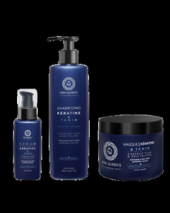 Kera Queen's Trio Tanin et Kératine Shampoing 500ml + Masque 500ml + Sérum 100ml