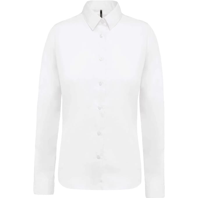 Kariban Damesblouse in popeline met lange mouwen K510 - White - L