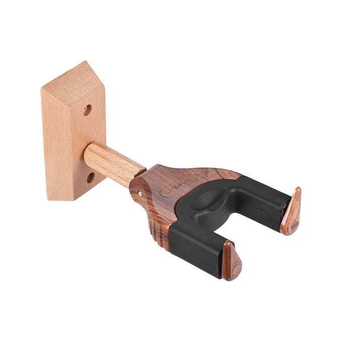Wandmontage Ukelele Ukelele Uke Hanger Hook Holder Keeper Auto Grip System Rubberen kussen Houten basis helder roze