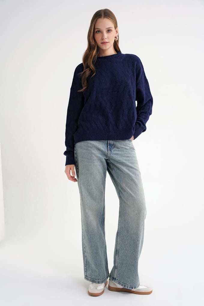 Geribbeld Gebreide Pullover Trui met Haar Vlecht Patroon