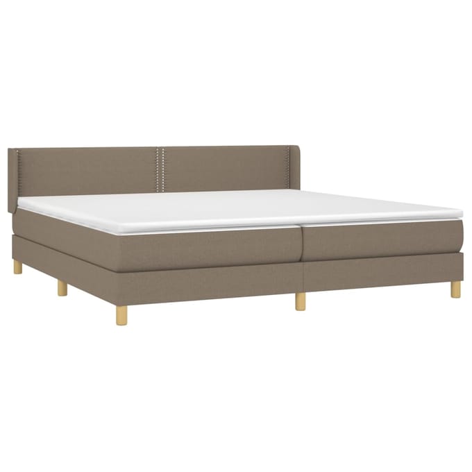 vidaXL - Boxspring - met - matras - stof - taupe - 200x200 - cm
