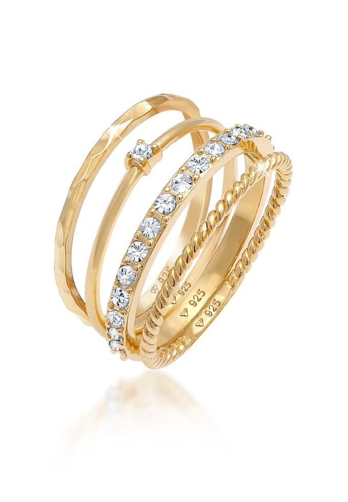 Elli - Ring - Dames Stacking Ring Set van 4 gedraaid in 925 Sterling Zilver - Dames