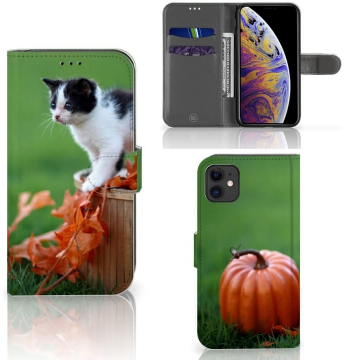 Apple iPhone 11 Telefoonhoesje met Pasjes Kitten
