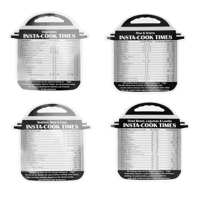 4 Pièces Tableau des Temps de Cuisson Autocuiseur Magnétique Guide de Référence des Temps de Cuisson Accessoires1 gray