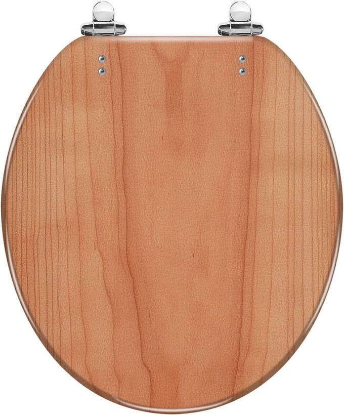 Toiletbril Rond - Zachte Sluiting - Badkamer Vernieuwen - Quick Release - 41.9 cm Lengte - Hout Textuur