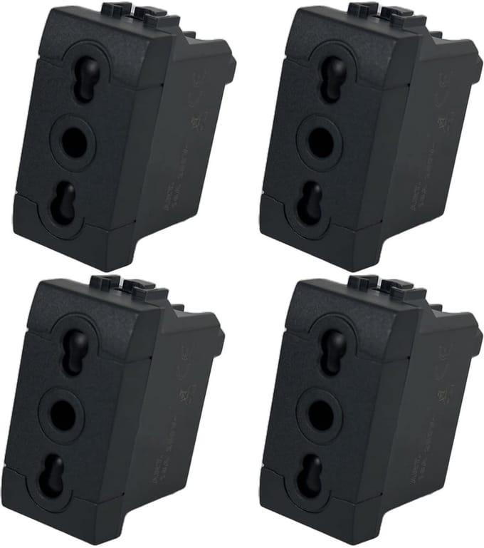 4 Stuks Dubbele Stopcontact Zwart 16A Universeel Compatibel Robuust en Veilig
