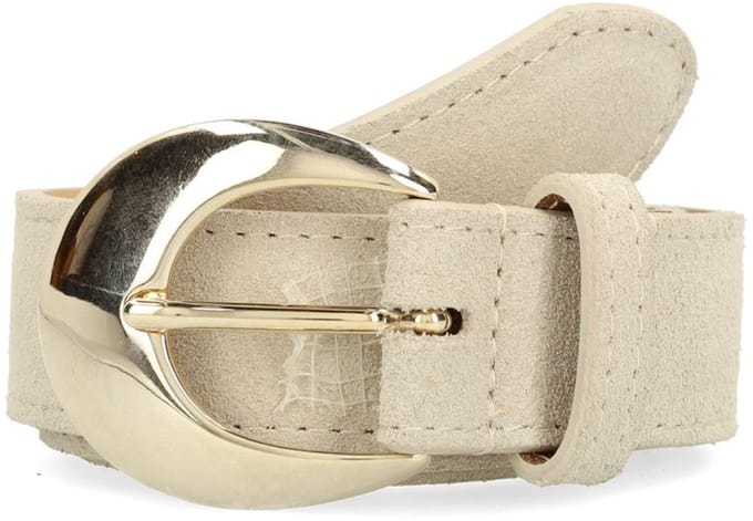 Manfield - Dames - Beige suède riem - Maat 095
