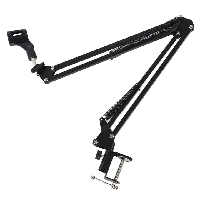 Support de microphone de bureau, bras de perche réglable en fer et plastique, pour studio black