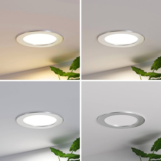 Prios LED inbouwlamp Cadance, zilver, 17 cm, CCT, IP44