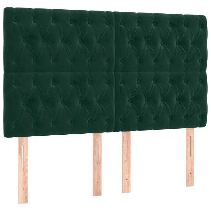 vidaXL - Hoofdbord - LED - 160x7x118/128 - cm - fluweel - donkergroen