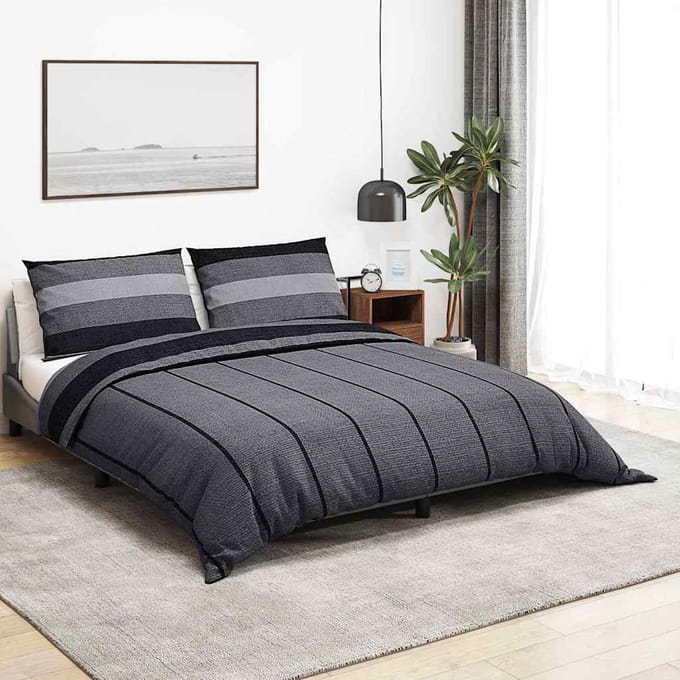 vidaXL - Dekbedovertrekset - 200x200 - cm - katoen - donkergrijs