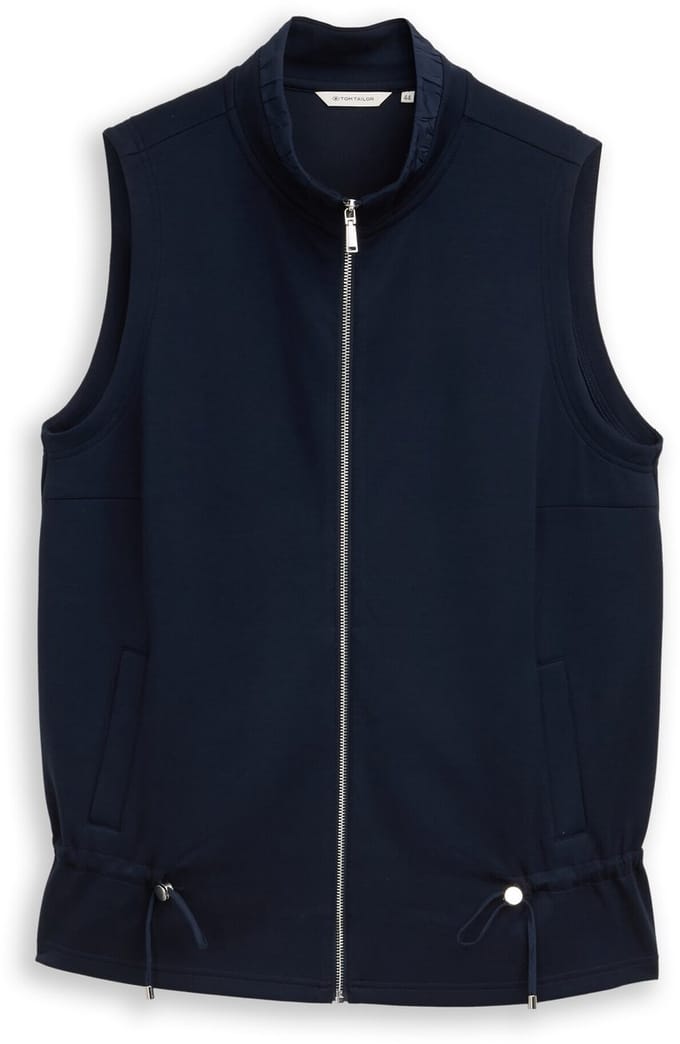 Tom Tailor - Plus Size - Scuba sweatvest met opstaande kraag - Maat 46 - sky captain blue