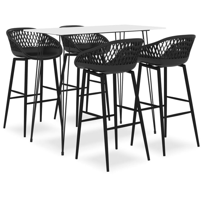 vidaXL - 5-delige - Barset - wit - en - zwart