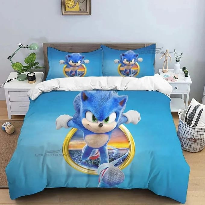 Ensemble de literie Hérisson de dessin animé 3D pour couetteHousse de couette Ensemble de lit Housse de couette Taie d'oreillerEnsemble de literie Taille King Queen 150*200cm 3pcs