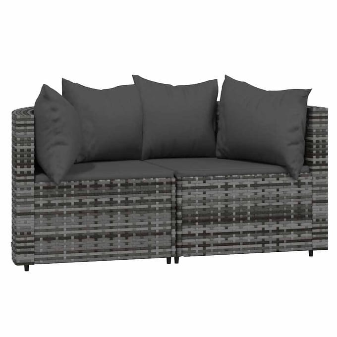 vidaXL - 3-delige - Loungeset - met - kussens - poly - rattan - grijs