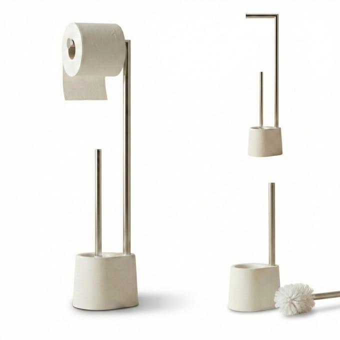 Toiletpapierhouder en WC-borstel STILK, 63 cm