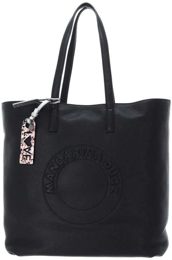 MANDARINA DUCK Leren shopper schoudertas Marshmellow Shopper Nero zwart