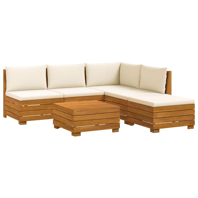 vidaXL - 6 - st - Buiten - bank - set - Massief - Acacia - Hout - Bruin