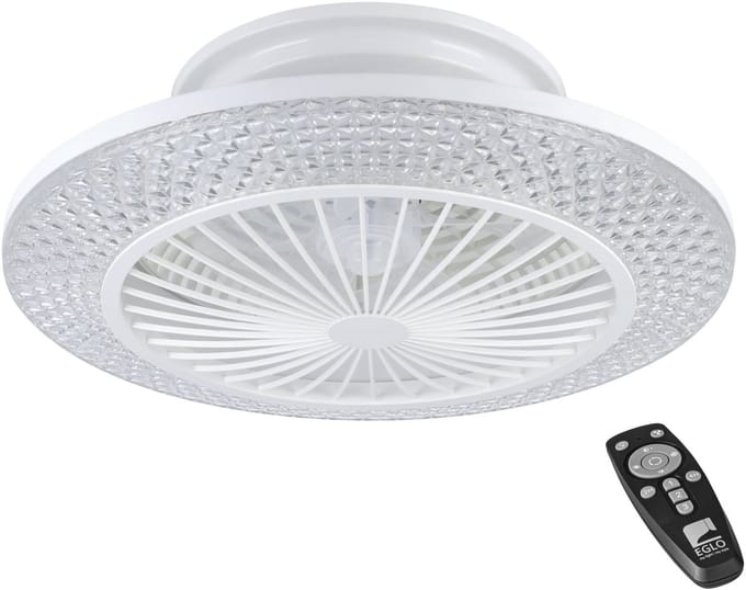 EGLO Manzanilla Plafondventilator met lamp - Ø 55 cm - Kristal effect - Dimbaar - Instelbaar wit licht - Energiezuinig