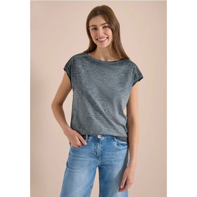 Shirt met boothals in garment-dyed look