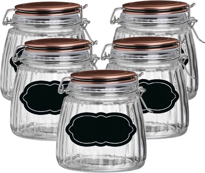 Weckpot/inmaakpot - 10x - 1L - glas - met beugelsluiting - incl. etiketten
