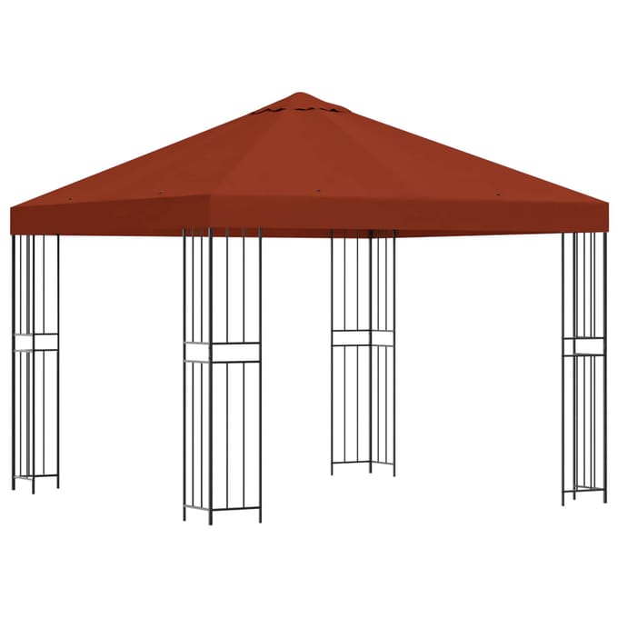 vidaXL - Prieel - 3 - x - 3 - m - Terracotta - Polyester - en - Staal - 190 - gsm