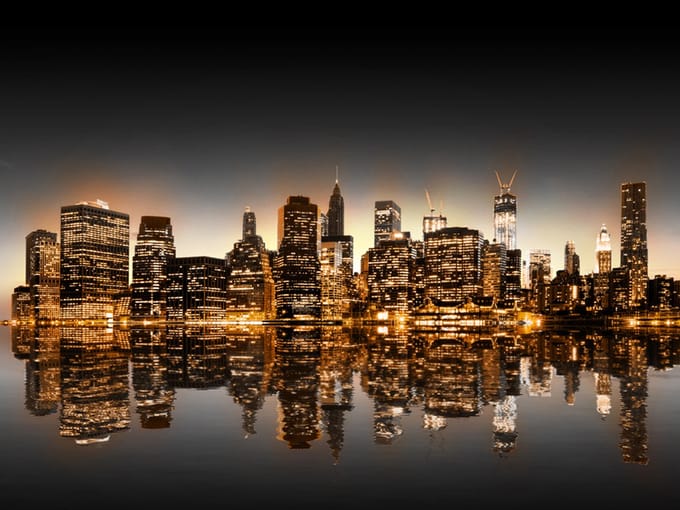 Fotobehang - New York en goud.
