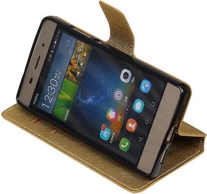 BestCases.nl Goud Huawei P8 Lite TPU wallet case booktype hoesje HM Book