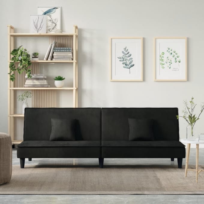 vidaXL - Slaapbank - fluweel - zwart