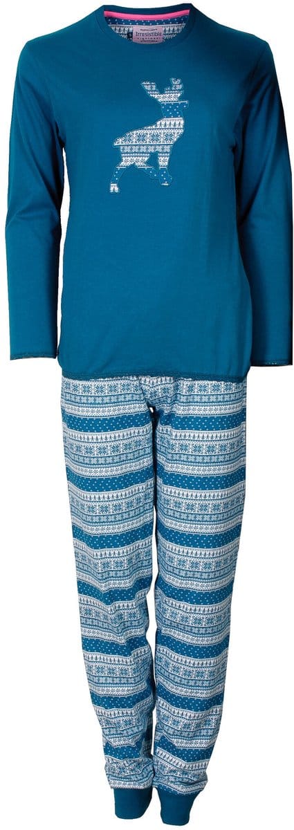Irresistible Dames Pyjama - Winterse Print - Groen/Blauw - Maat M
