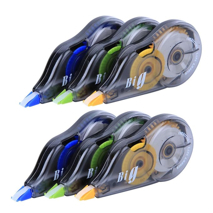6 Stuks Correctietape Hars Grote Capaciteit Studenten Schrijfwaren Schoolbenodigdheden 12 Meter Lengte black